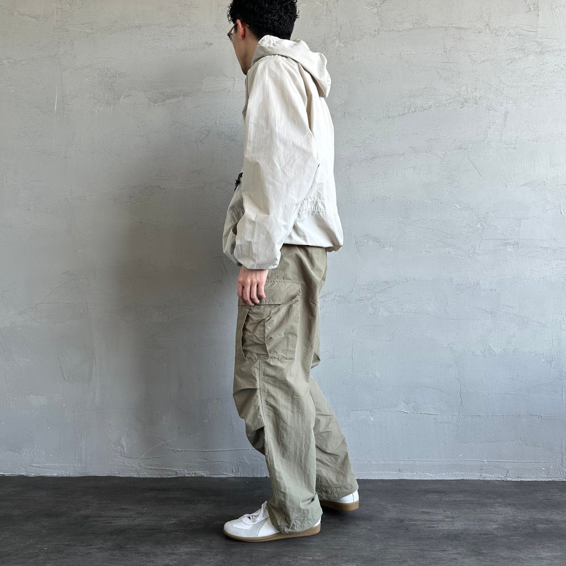 Jeans Factory Clothes [ジーンズファクトリークローズ] ウォッシャブルナイロンM-51カーゴパンツ [JFC-252-014] OLIVE &&モデル身長：168cm 着用サイズ：M&&