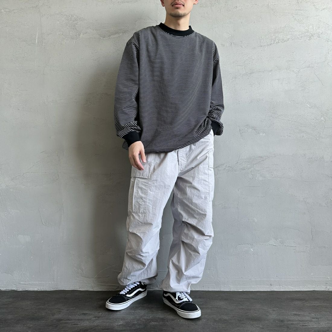 Jeans Factory Clothes [ジーンズファクトリークローズ] ウォッシャブルナイロンM-51カーゴパンツ [JFC-252-014] OFF &&モデル身長：168cm 着用サイズ：L&&