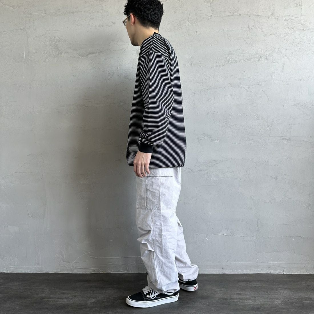 Jeans Factory Clothes [ジーンズファクトリークローズ] ウォッシャブルナイロンM-51カーゴパンツ [JFC-252-014] OFF &&モデル身長：168cm 着用サイズ：L&&