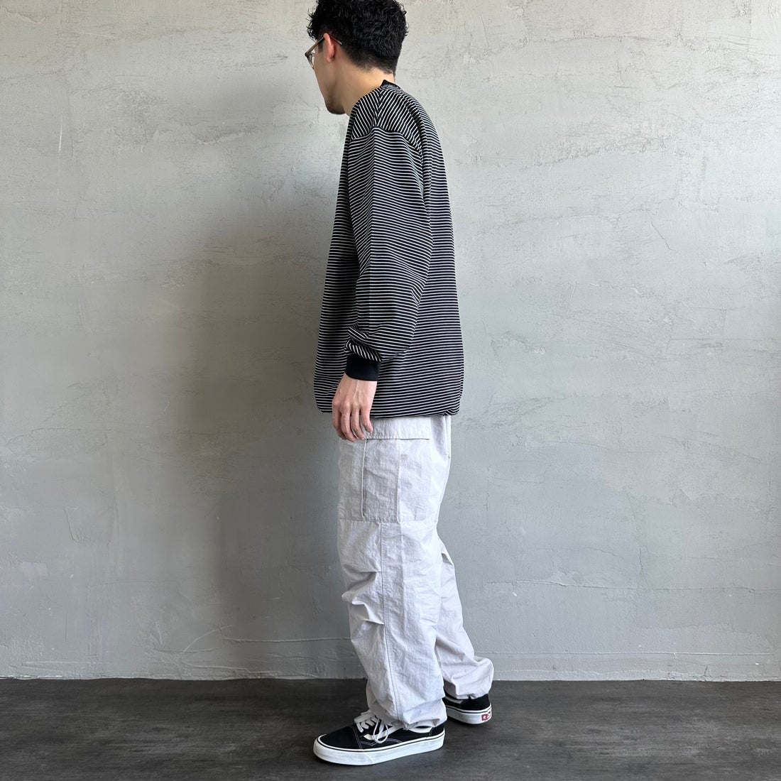 Jeans Factory Clothes [ジーンズファクトリークローズ] ウォッシャブルナイロンM-51カーゴパンツ [JFC-252-014] OFF &&モデル身長：168cm 着用サイズ：L&&