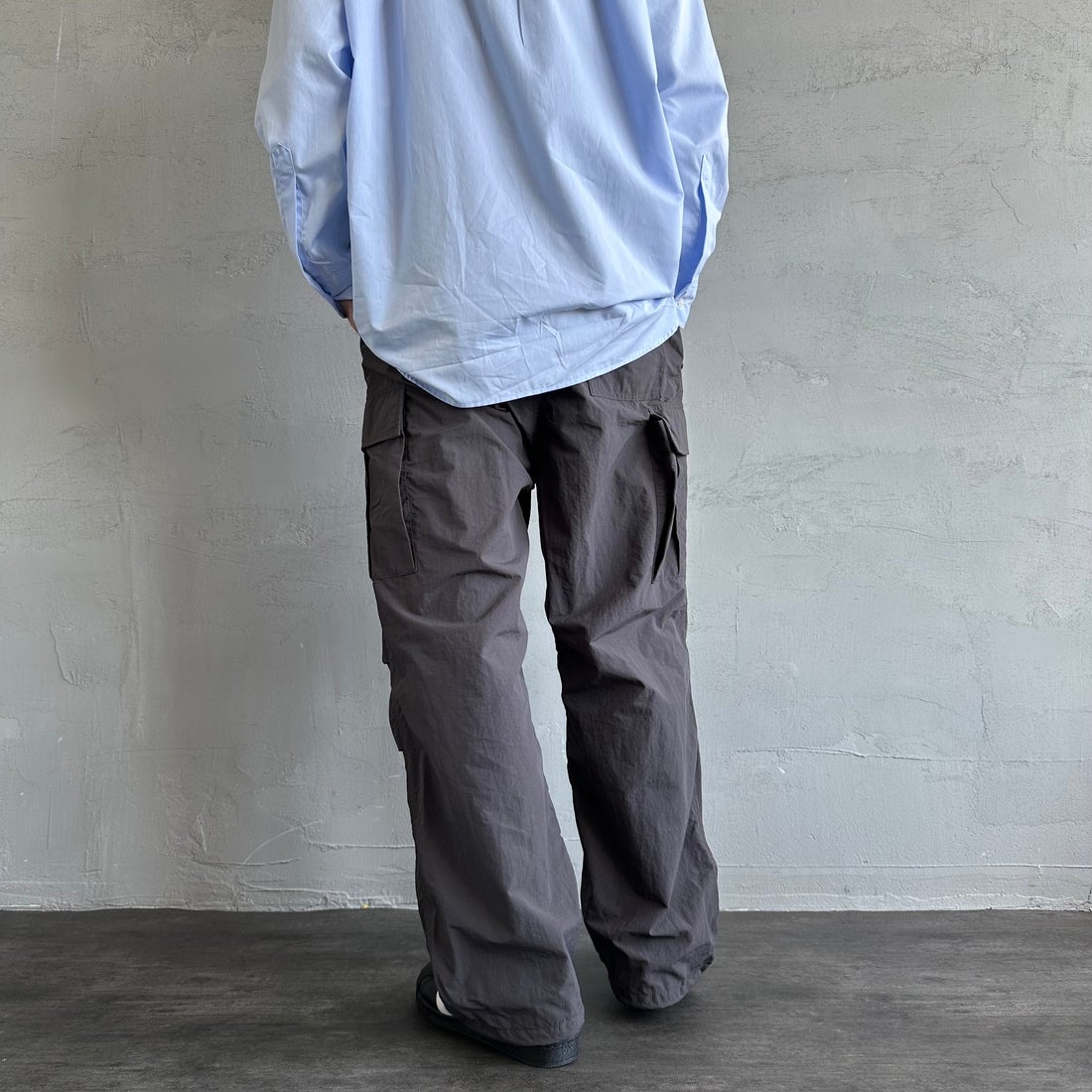 Jeans Factory Clothes [ジーンズファクトリークローズ] ウォッシャブルナイロンM-51カーゴパンツ [JFC-252-014] BLACK &&モデル身長：179cm 着用サイズ：L&&