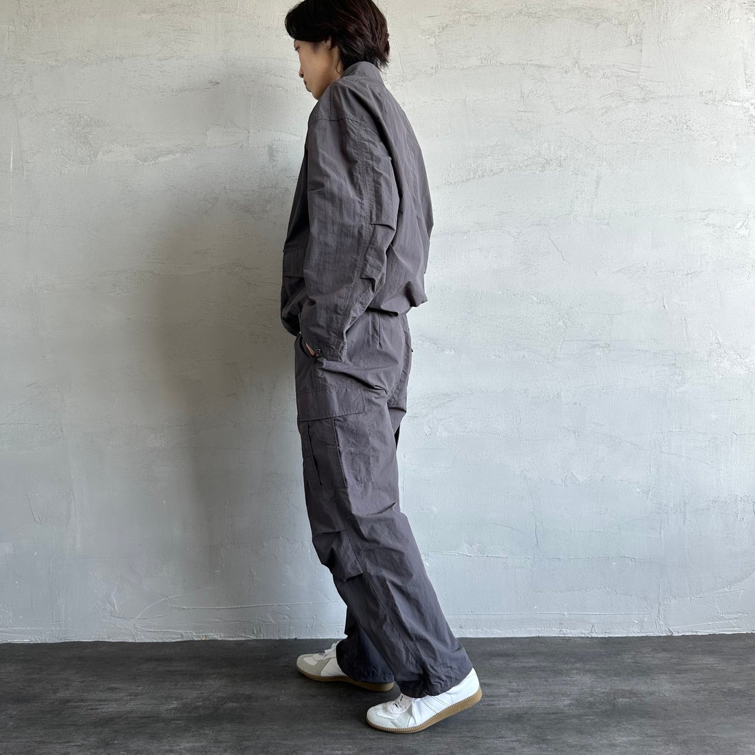 Jeans Factory Clothes [ジーンズファクトリークローズ] ウォッシャブルナイロンM-51カーゴパンツ [JFC-252-014] BLACK &&モデル身長：179cm 着用サイズ：L&&