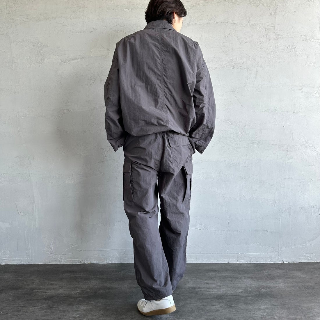 Jeans Factory Clothes [ジーンズファクトリークローズ] ウォッシャブルナイロンM-51カーゴパンツ [JFC-252-014] BLACK &&モデル身長：179cm 着用サイズ：L&&