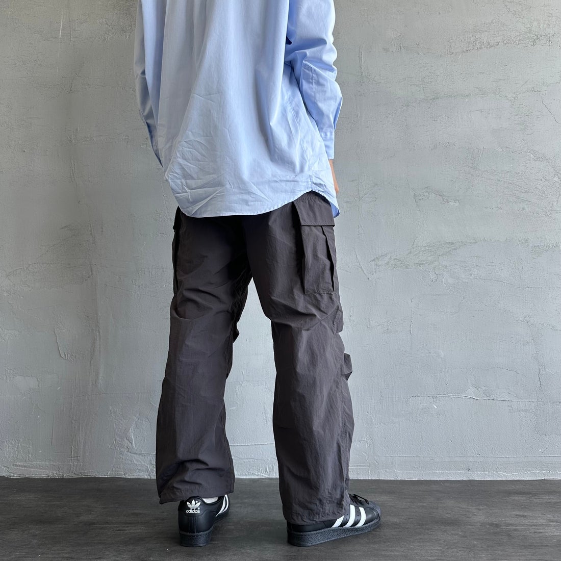 Jeans Factory Clothes [ジーンズファクトリークローズ] ウォッシャブルナイロンM-51カーゴパンツ [JFC-252-014] BLACK &&モデル身長：179cm 着用サイズ：M&&