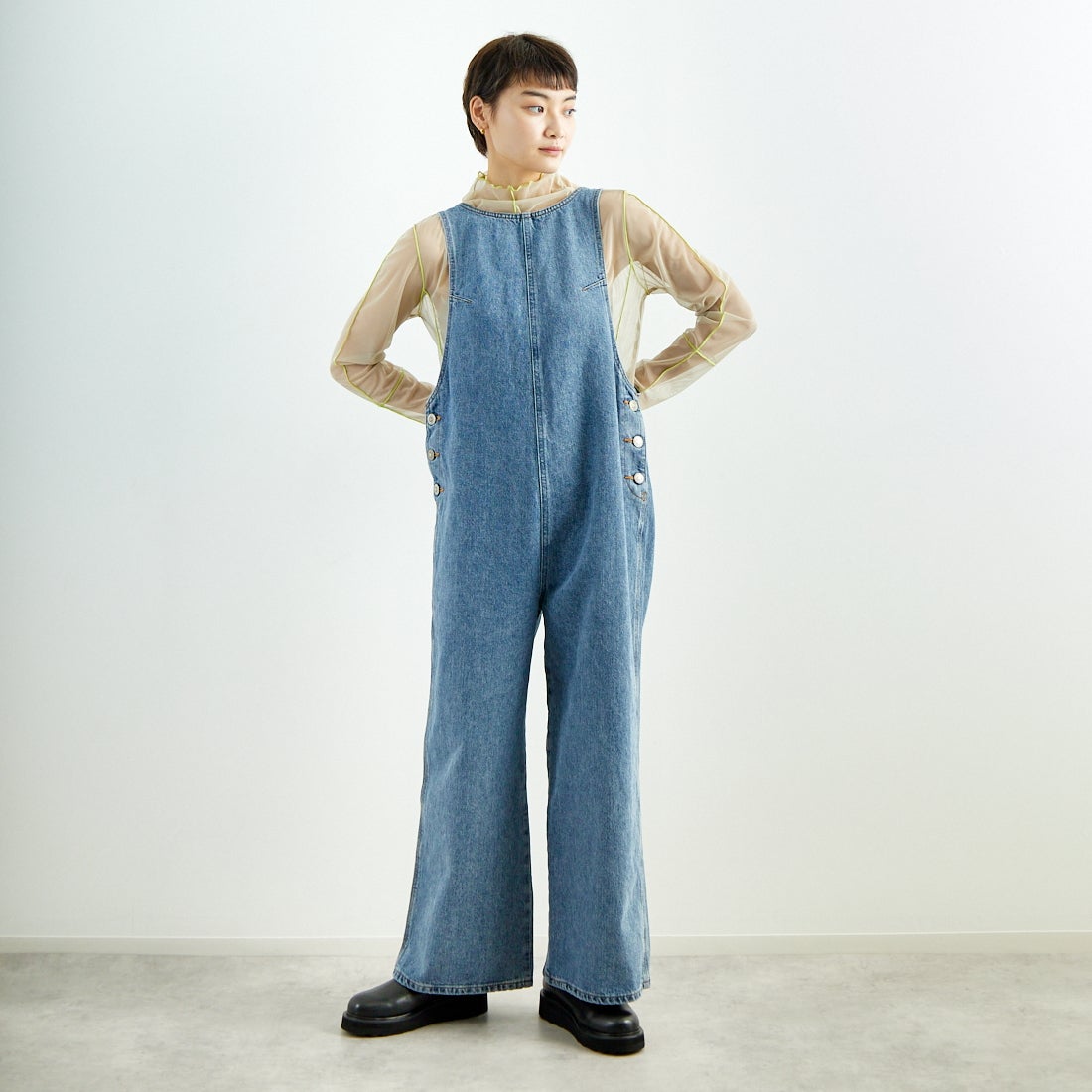 94 L.BLUE&&モデル身長：160cm 着用サイズ：F&&