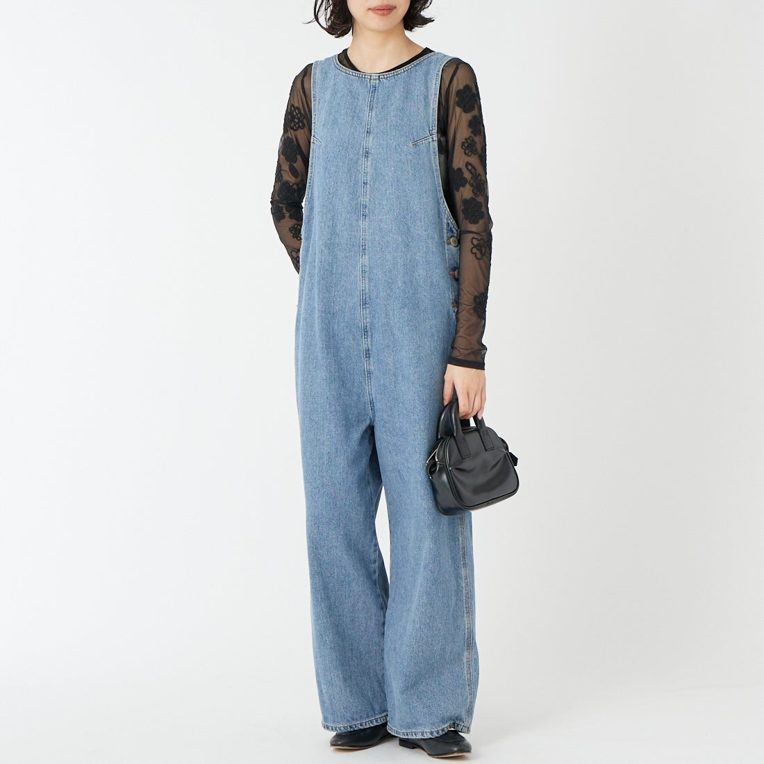 SOMETHING [サムシング] アメリカンスリーブオールインワン [SA1904] 94 L.BLUE &&モデル身長：162cm 着用サイズ：F&&