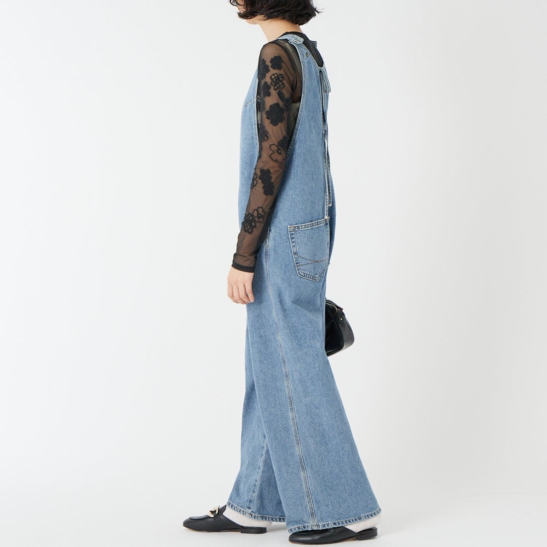 SOMETHING [サムシング] アメリカンスリーブオールインワン [SA1904] 94 L.BLUE &&モデル身長：162cm 着用サイズ：F&&