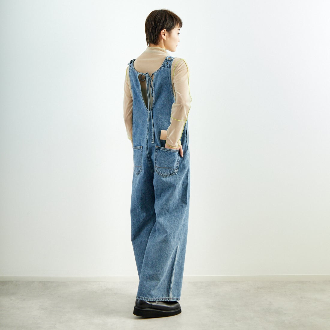 SOMETHING [サムシング] アメリカンスリーブオールインワン [SA1904] 94 L.BLUE &&モデル身長：160cm 着用サイズ：F&&