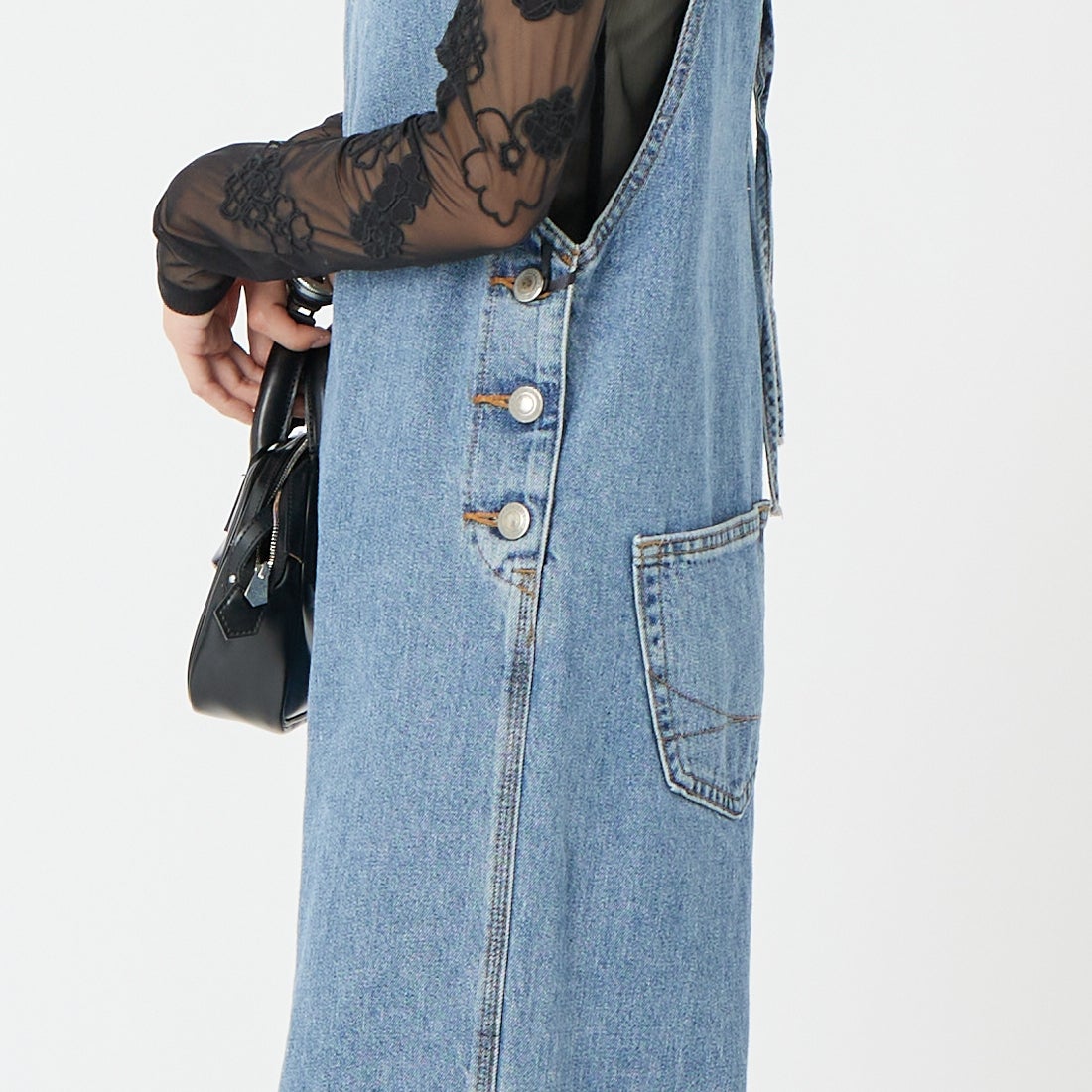 SOMETHING [サムシング] アメリカンスリーブオールインワン [SA1904] 94 L.BLUE &&モデル身長：162cm 着用サイズ：F&&