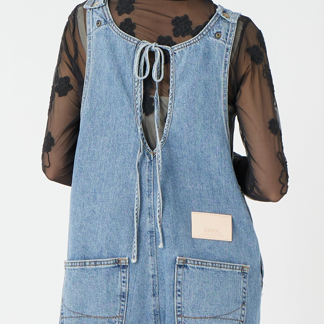 SOMETHING [サムシング] アメリカンスリーブオールインワン [SA1904] 94 L.BLUE &&モデル身長：162cm 着用サイズ：F&&
