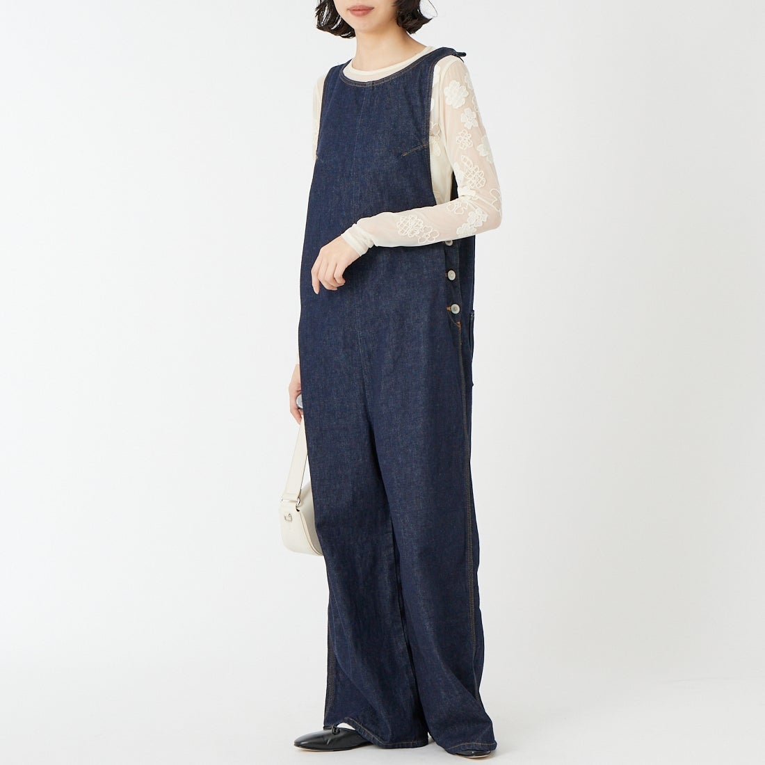 SOMETHING [サムシング] アメリカンスリーブオールインワン [SA1904] 00 O.W &&モデル身長：162cm 着用サイズ：F&&