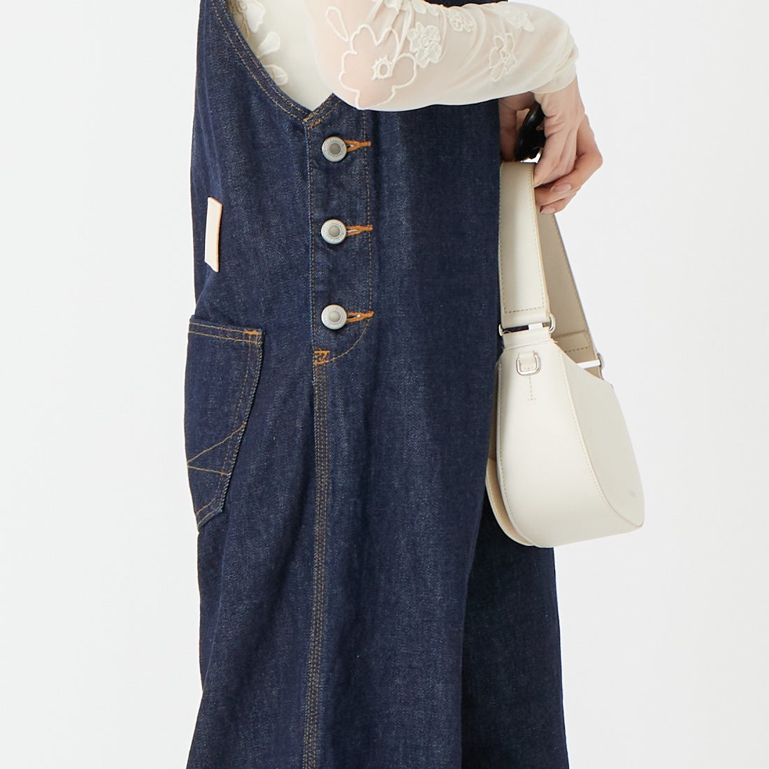 SOMETHING [サムシング] アメリカンスリーブオールインワン [SA1904] 00 O.W &&モデル身長：162cm 着用サイズ：F&&