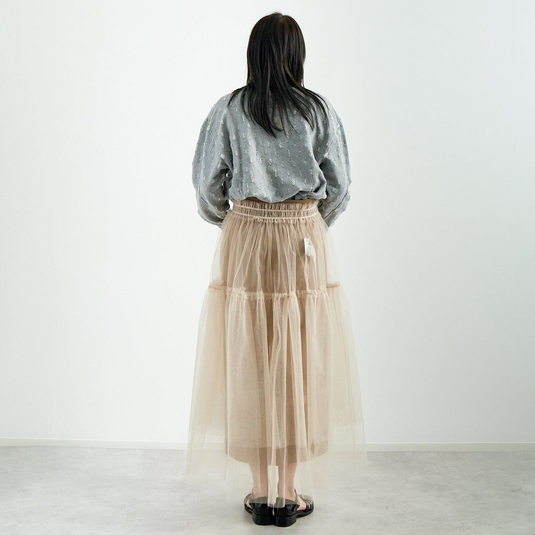 MAISON SPECIAL [メゾンスペシャル] レイヤードAラインスカート [21251516001] BGE &&モデル身長：167cm 着用サイズ：F&&