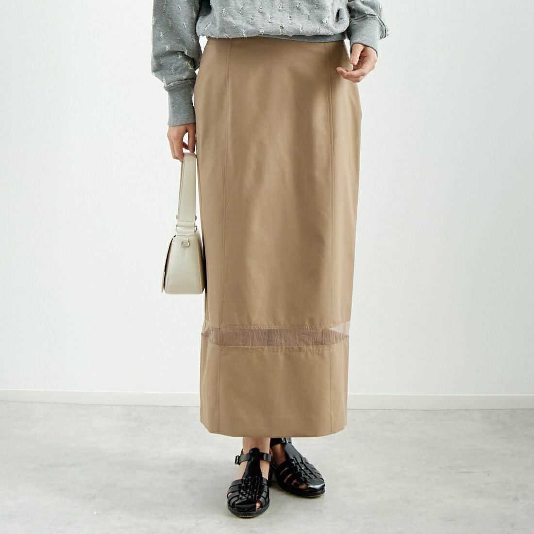 MAISON SPECIAL [メゾンスペシャル] レイヤードAラインスカート [21251516001] BGE &&モデル身長：167cm 着用サイズ：F&&