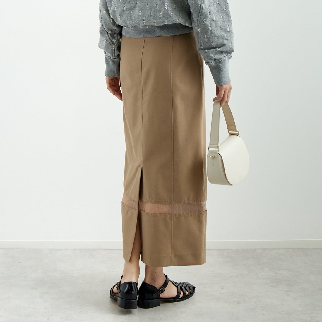 MAISON SPECIAL [メゾンスペシャル] レイヤードAラインスカート [21251516001] BGE &&モデル身長：167cm 着用サイズ：F&&