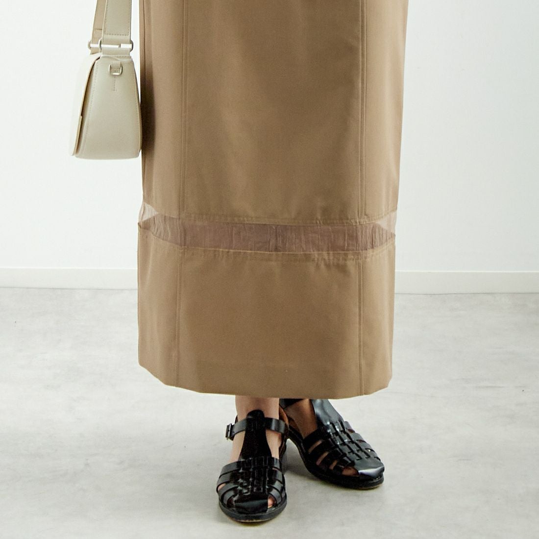 MAISON SPECIAL [メゾンスペシャル] レイヤードAラインスカート [21251516001] BGE &&モデル身長：167cm 着用サイズ：F&&