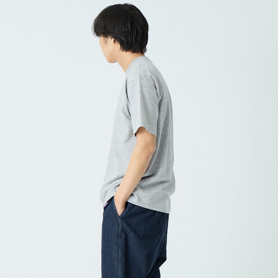 THE NORTH FACE PURPLE LABEL [ザ ノースフェイス パープルレーベル] ショートスリーブフィールドTシャツ [N25SH089] Z MX GRAY &&モデル身長：179cm 着用サイズ：M&&