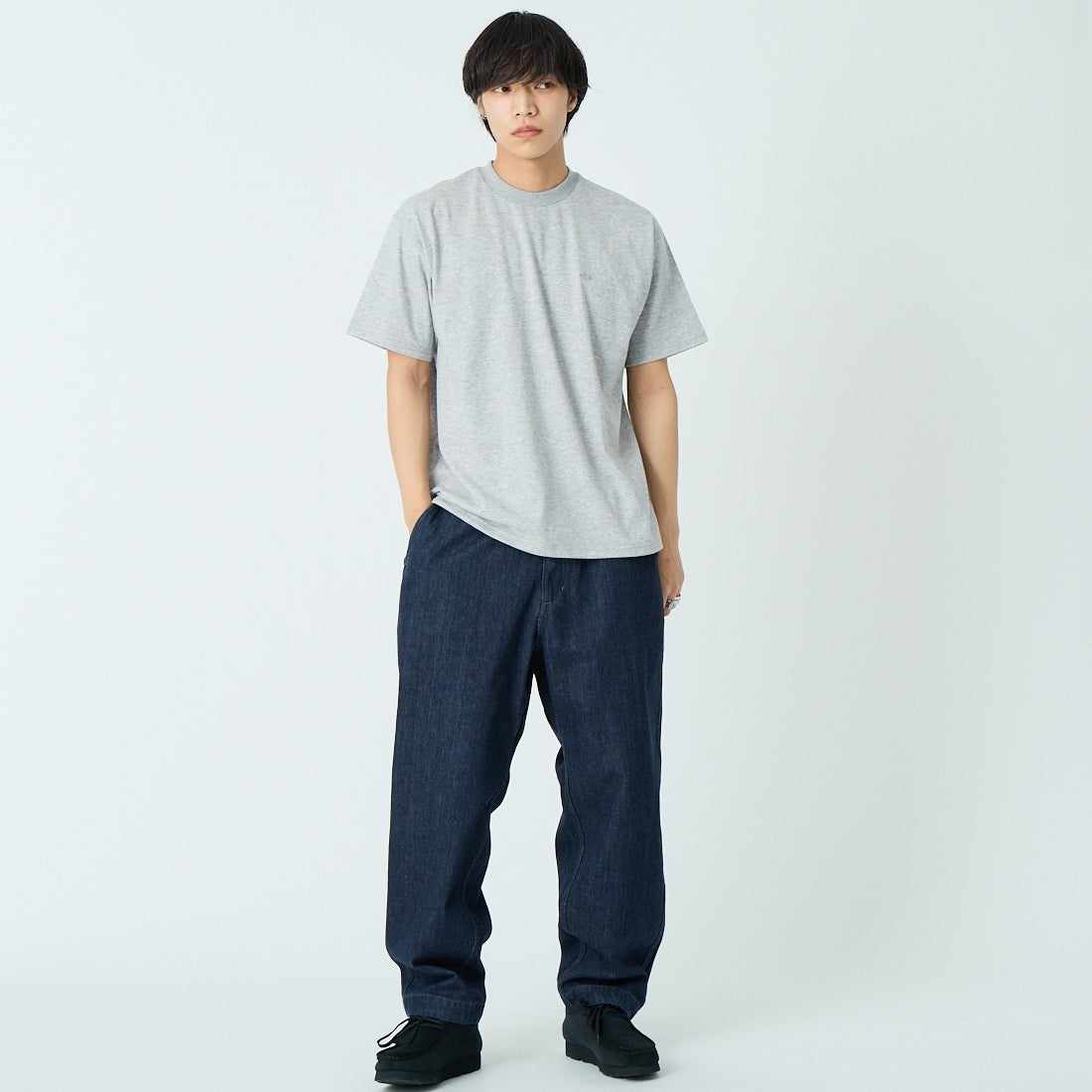 THE NORTH FACE PURPLE LABEL [ザ ノースフェイス パープルレーベル] ショートスリーブフィールドTシャツ [N25SH089] Z MX GRAY &&モデル身長：179cm 着用サイズ：M&&