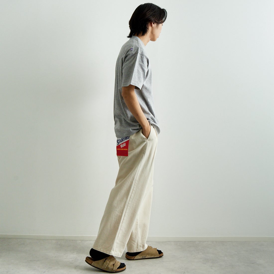 THE NORTH FACE PURPLE LABEL [ザ ノースフェイス パープルレーベル] ショートスリーブフィールドTシャツ [N25SH089] Z MX GRAY &&モデル身長：179cm 着用サイズ：L&&