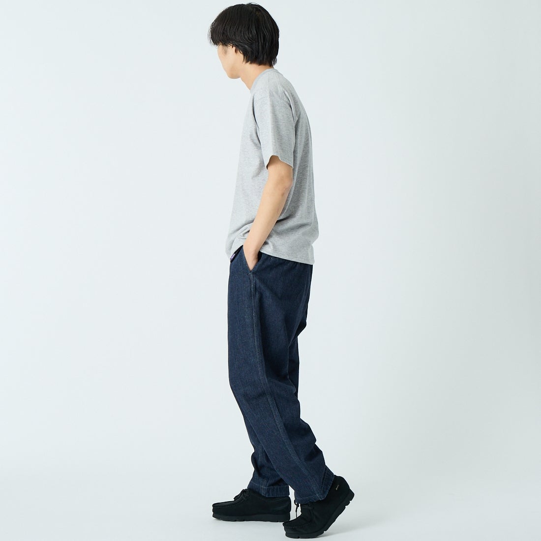 THE NORTH FACE PURPLE LABEL [ザ ノースフェイス パープルレーベル] ショートスリーブフィールドTシャツ [N25SH089] Z MX GRAY &&モデル身長：179cm 着用サイズ：M&&
