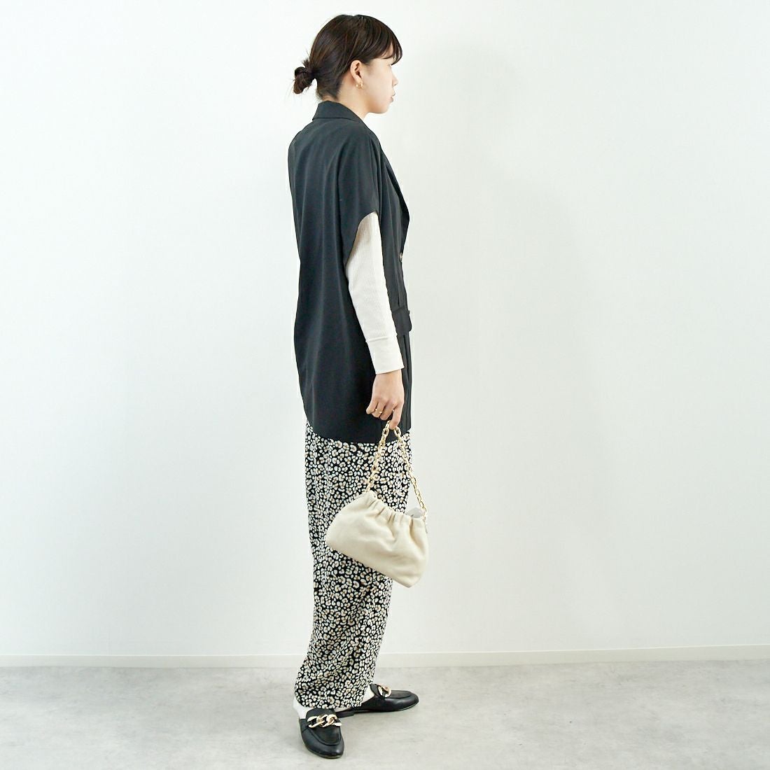 Jf Ready Made [ジェイエフレディメイド] 総柄イージーパンツ [51286547] ﾌﾞﾗｯｸﾚｵﾊﾟｰ &&モデル身長：167cm 着用サイズ：M&&