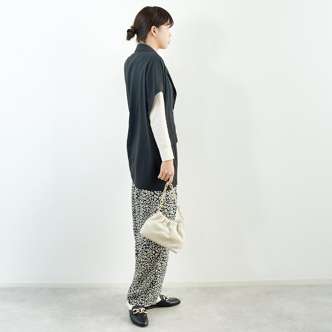 Jf Ready Made [ジェイエフレディメイド] 総柄イージーパンツ [51286547] ﾌﾞﾗｯｸﾚｵﾊﾟｰ &&モデル身長：167cm 着用サイズ：M&&