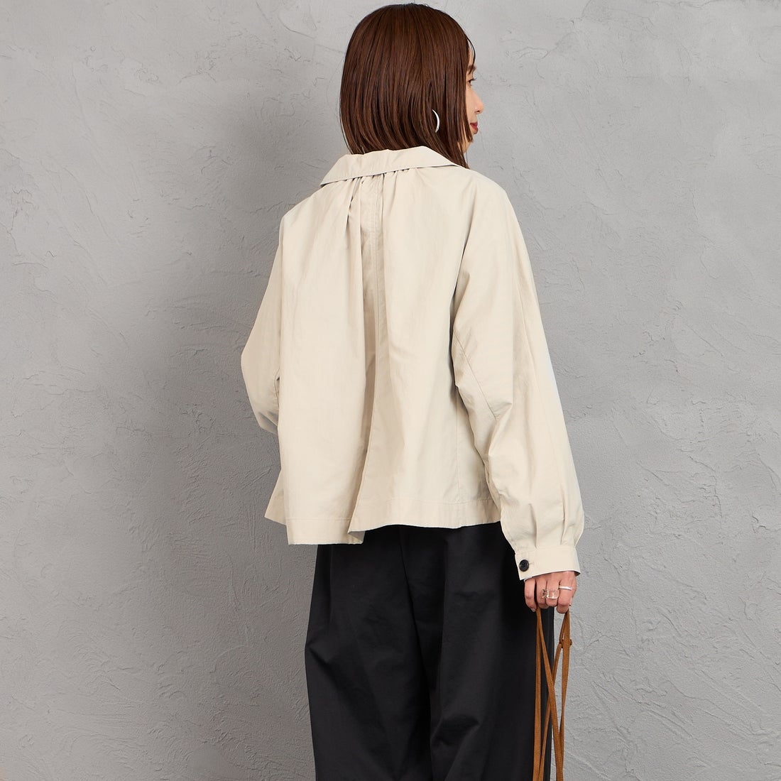 DANTON [ダントン] ドルマンスリーブジャケット [DT-A0652TNY] GREIGE &&モデル身長：159cm 着用サイズ：36&&