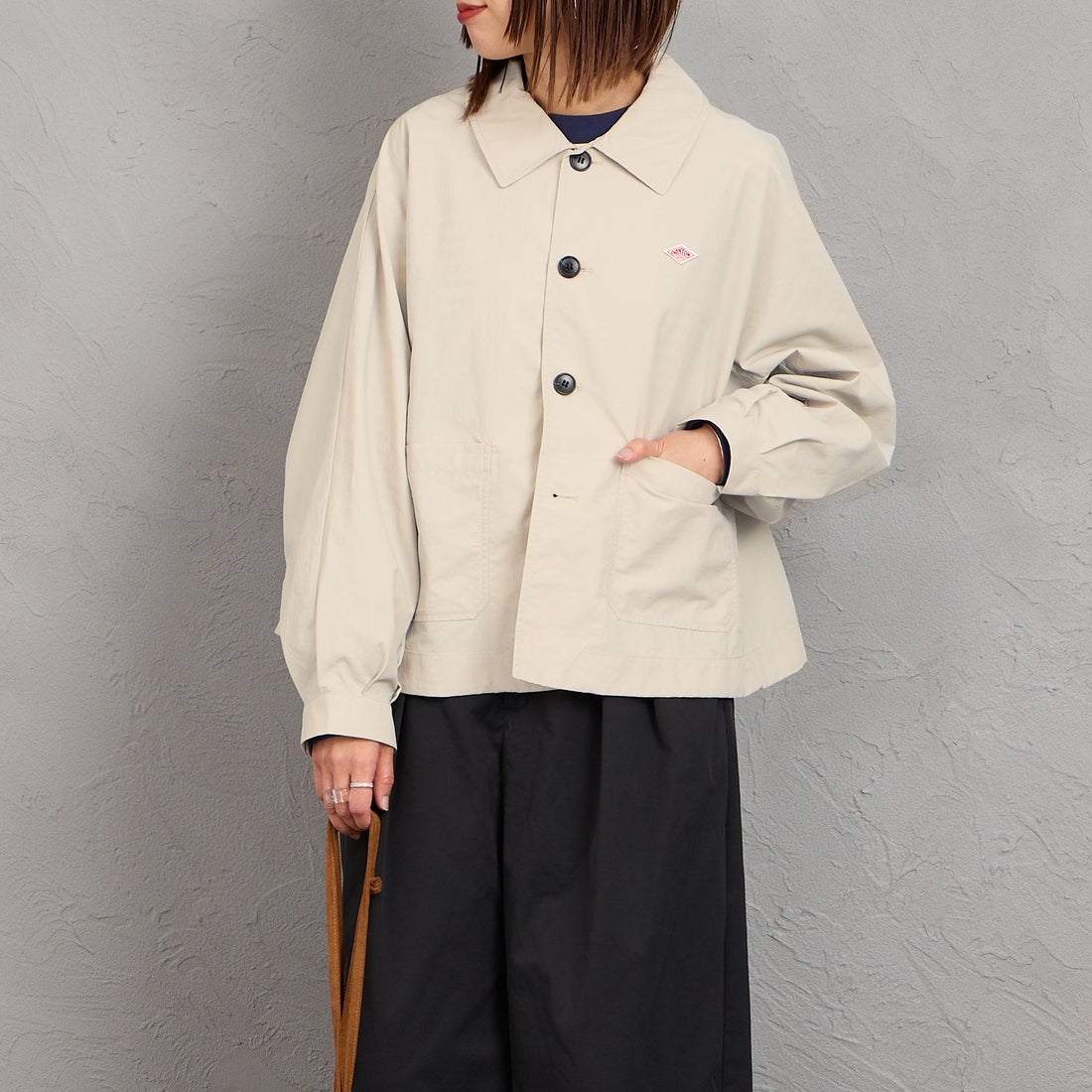 DANTON [ダントン] ドルマンスリーブジャケット [DT-A0652TNY] GREIGE &&モデル身長：159cm 着用サイズ：36&&