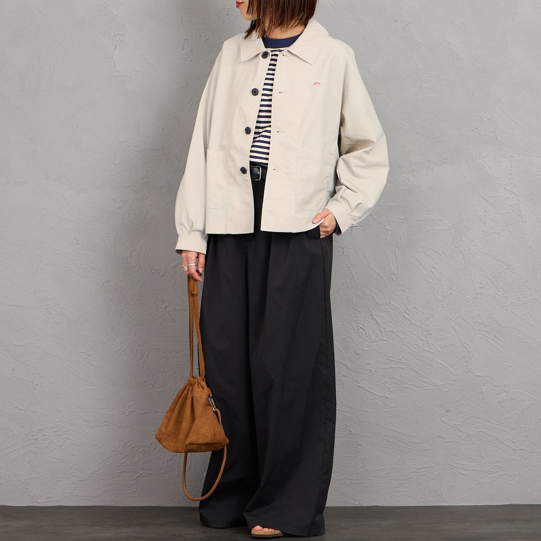 DANTON [ダントン] ドルマンスリーブジャケット [DT-A0652TNY] GREIGE &&モデル身長：159cm 着用サイズ：36&&