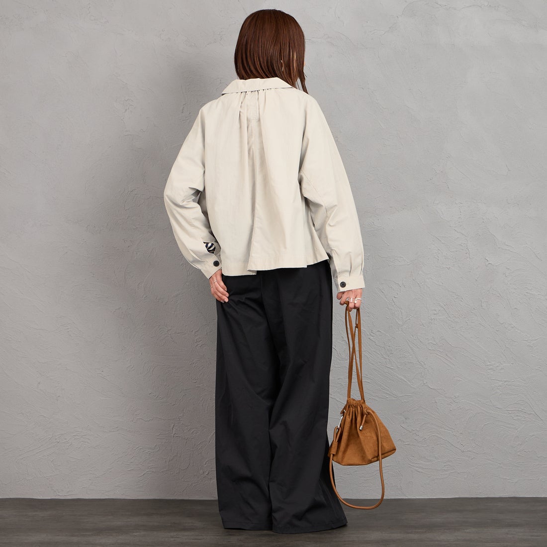 DANTON [ダントン] ドルマンスリーブジャケット [DT-A0652TNY] GREIGE &&モデル身長：159cm 着用サイズ：36&&