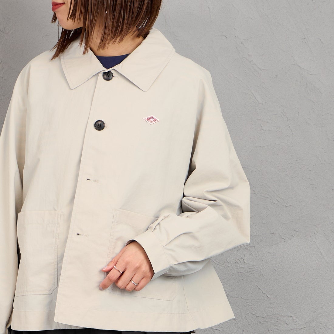 DANTON [ダントン] ドルマンスリーブジャケット [DT-A0652TNY] GREIGE &&モデル身長：159cm 着用サイズ：36&&