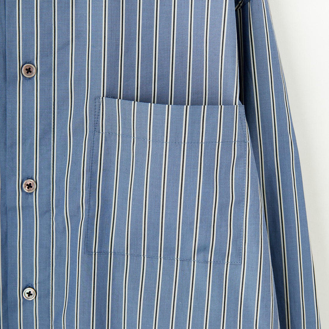 SLICK [スリック] 100/2 ストライプドローストリングシャツ [5155913] 208 BLUE G