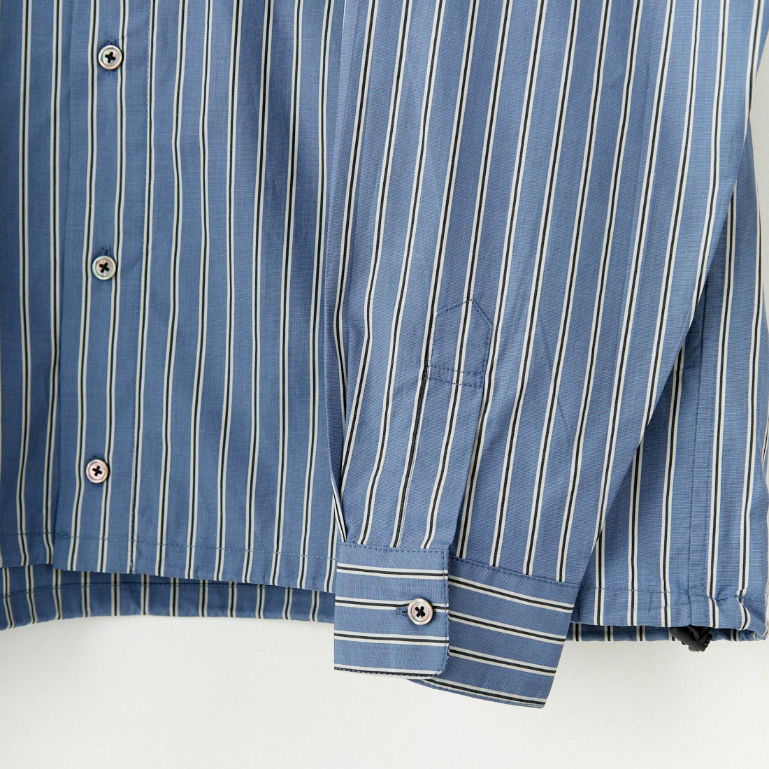 SLICK [スリック] 100/2 ストライプドローストリングシャツ [5155913] 208 BLUE G