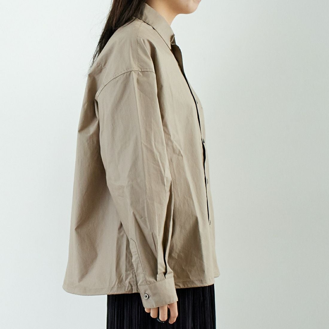 SLICK [スリック] タイプライタードローストリングシャツ [5155912] 520 GRAYBE &&モデル身長：167cm 着用サイズ：0&&