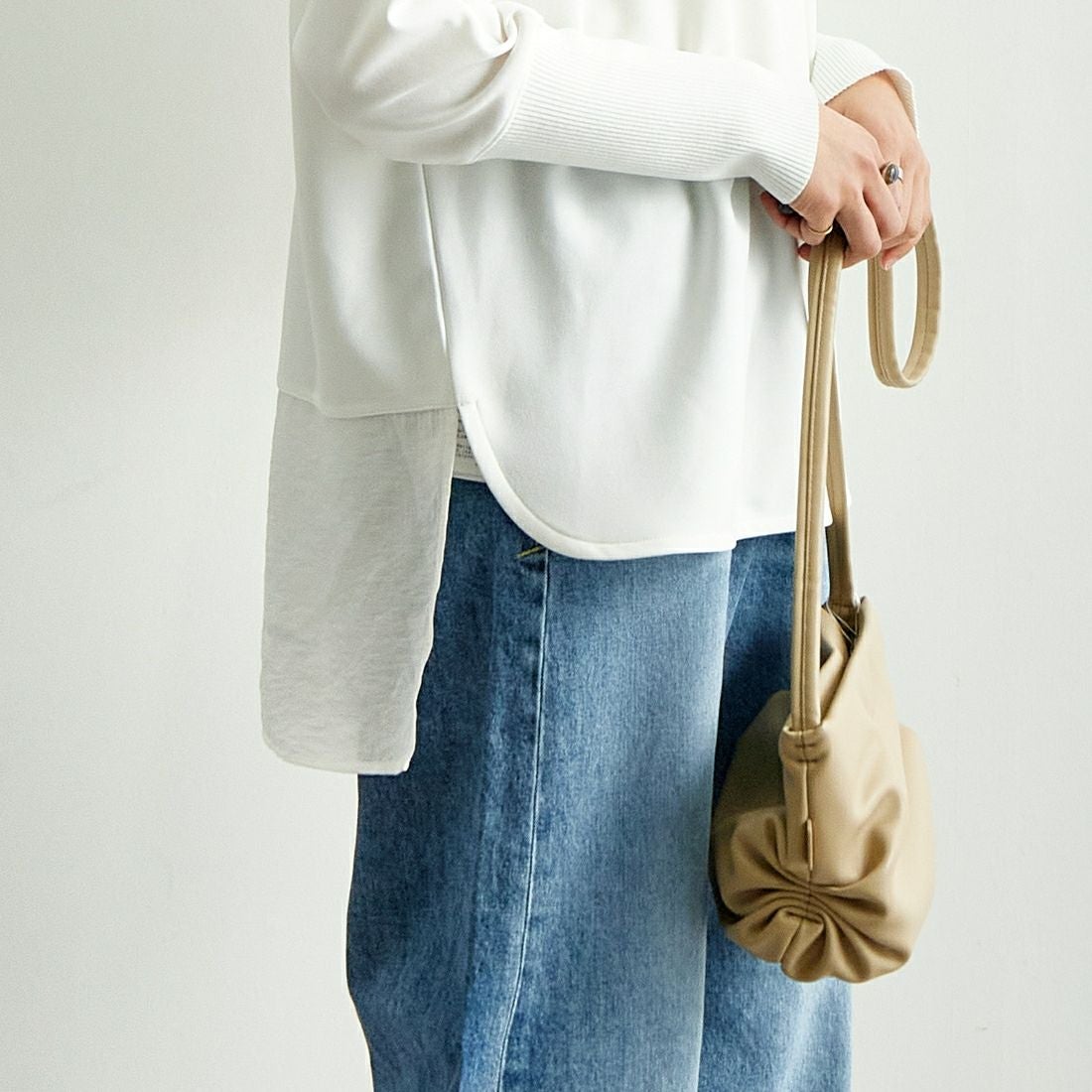 DIGNITE COLLIER [ディニテコリエ] ドルマンジョーゼット ドッキングプルオーバー [80990223] 030 ﾎﾜｲﾄ