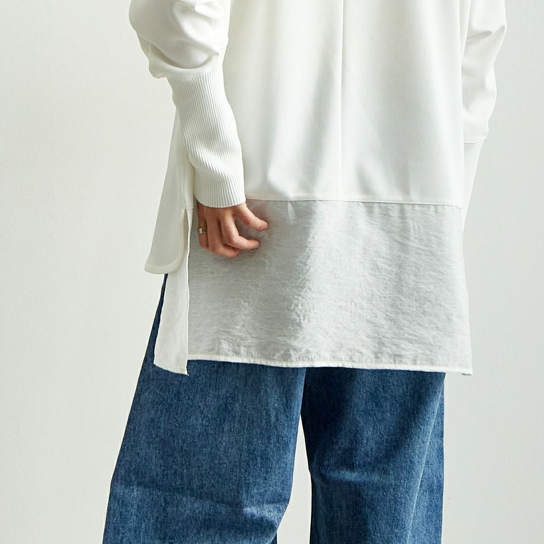 DIGNITE COLLIER [ディニテコリエ] ドルマンジョーゼット ドッキングプルオーバー [80990223] 030 ﾎﾜｲﾄ