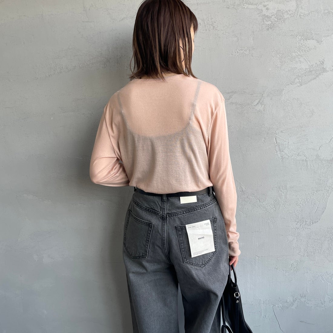 Jeans Factory Clothes [ジーンズファクトリークローズ] インナーシアーTシャツ [21254063] 013 ﾋﾟﾝｸ &&モデル身長：158cm 着用サイズ：F&& &&モデル身長：158cm 着用サイズ：F&&