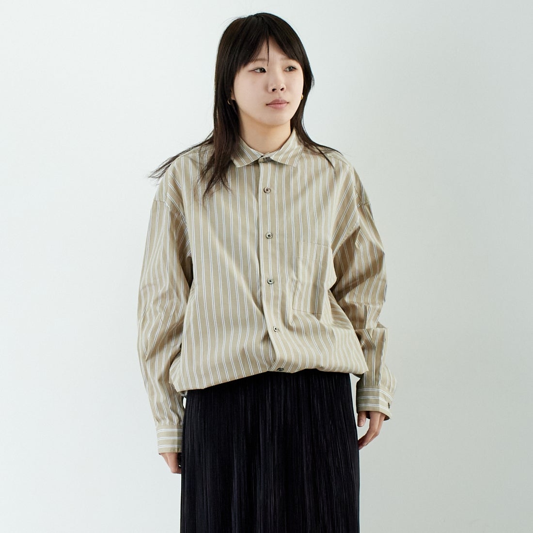 SLICK [スリック] 100/2 ストライプドローストリングシャツ [5155913