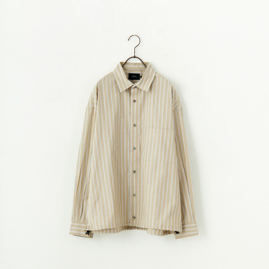 SLICK [スリック] 100/2 ストライプドローストリングシャツ [5155913] 505 BEIGE