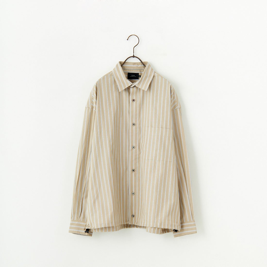 SLICK [スリック] 100/2 ストライプドローストリングシャツ [5155913] 505 BEIGE