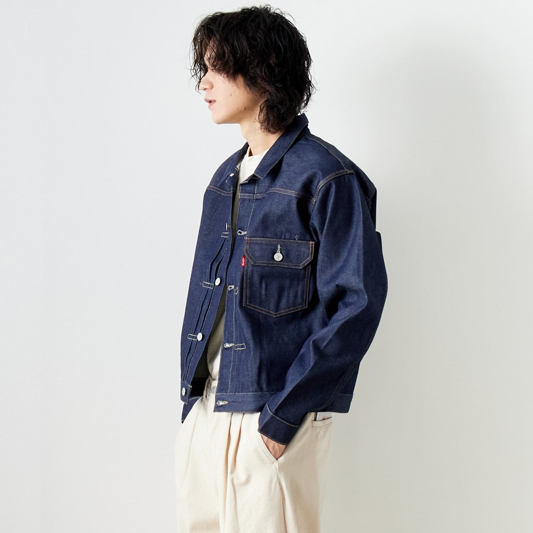 LEVI'S VINTAGE CLOTHING [リーバイス ヴィンテージ クロージング] 1936モデル TYPE1ジャケット [70506-00] 28 RIGID &&モデル身長：182cm 着用サイズ：M&&