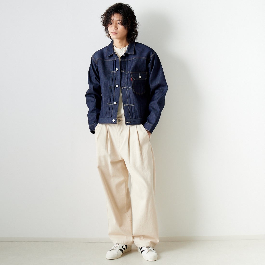 LEVI'S VINTAGE CLOTHING [リーバイス ヴィンテージ クロージング] 1936モデル TYPE1ジャケット [70506-00] 28 RIGID &&モデル身長：182cm 着用サイズ：M&&