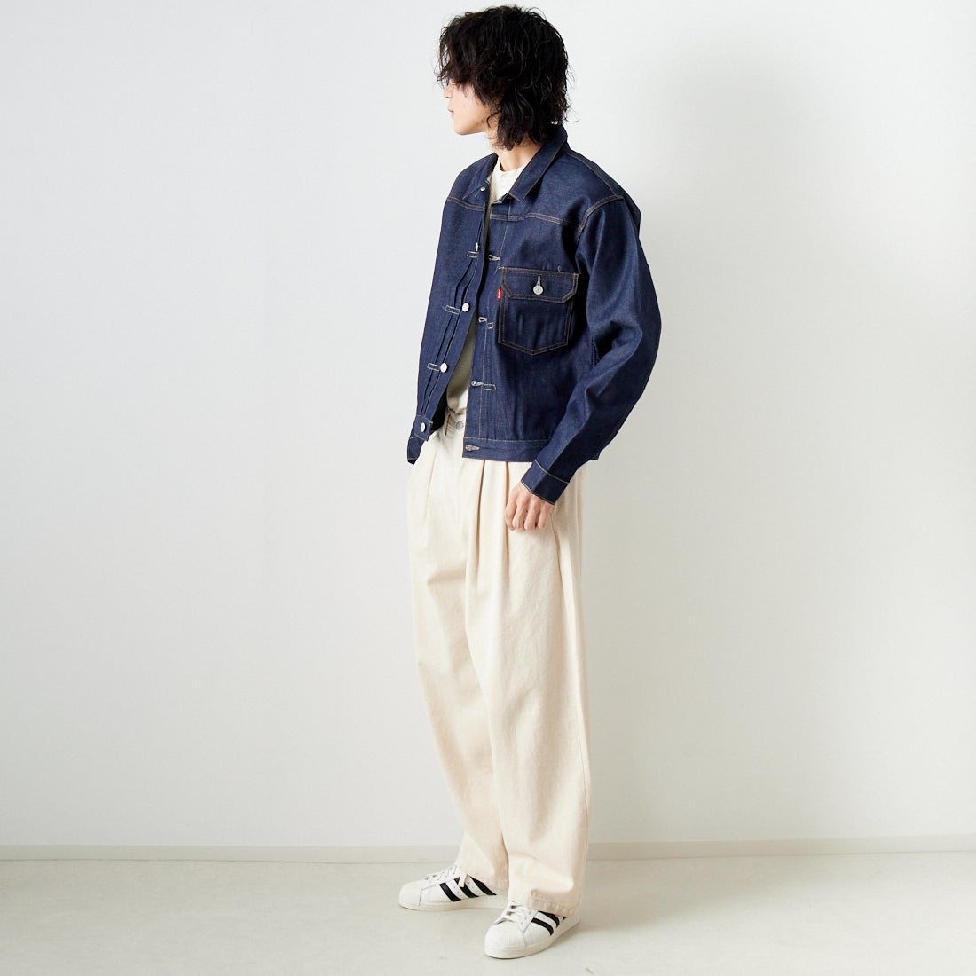 LEVI'S VINTAGE CLOTHING [リーバイス ヴィンテージ クロージング] 1936モデル TYPE1ジャケット [70506-00] 28 RIGID &&モデル身長：182cm 着用サイズ：M&&