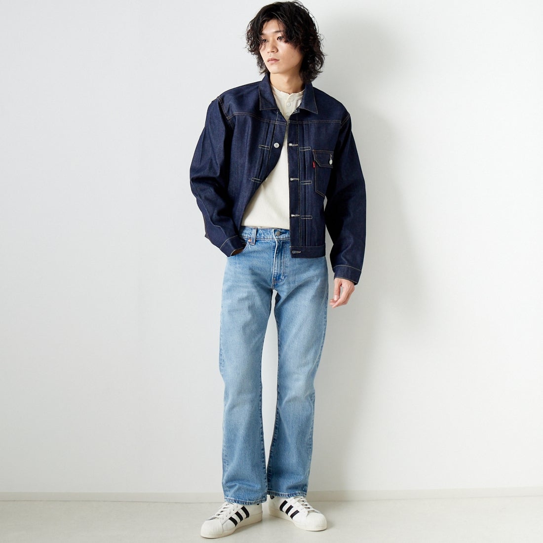 LEVI'S VINTAGE CLOTHING [リーバイス ヴィンテージ クロージング] 1936モデル TYPE1ジャケット [70506-00] 28 RIGID &&モデル身長：182cm 着用サイズ：M&&