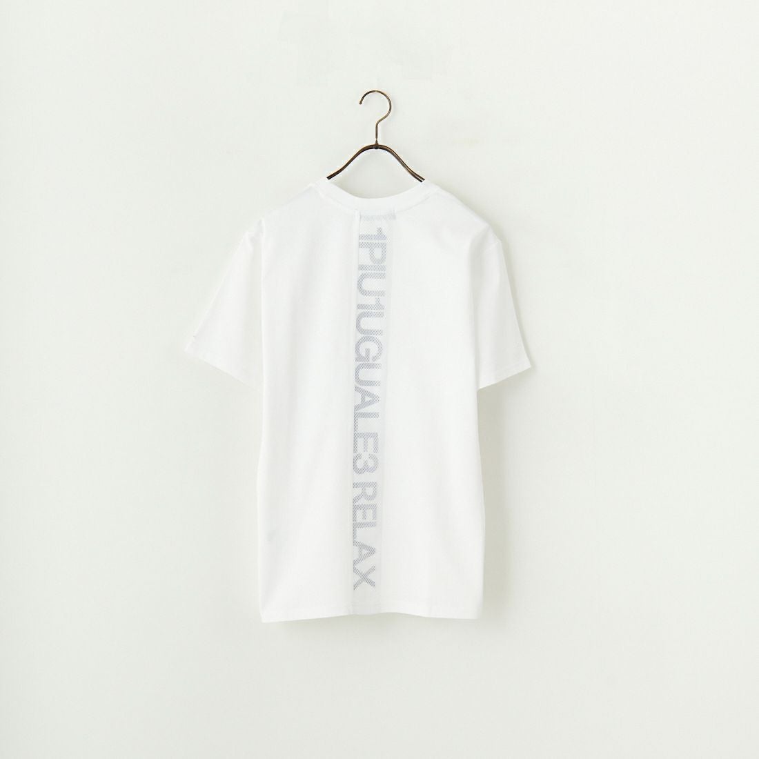 1PIU1UGUALE3 RELAX [ウノ ピゥ ウノ ウグァーレ トレ] 別注 メッシュデザイン バックプリントTシャツ [UST-25120IN-JF] WHITE