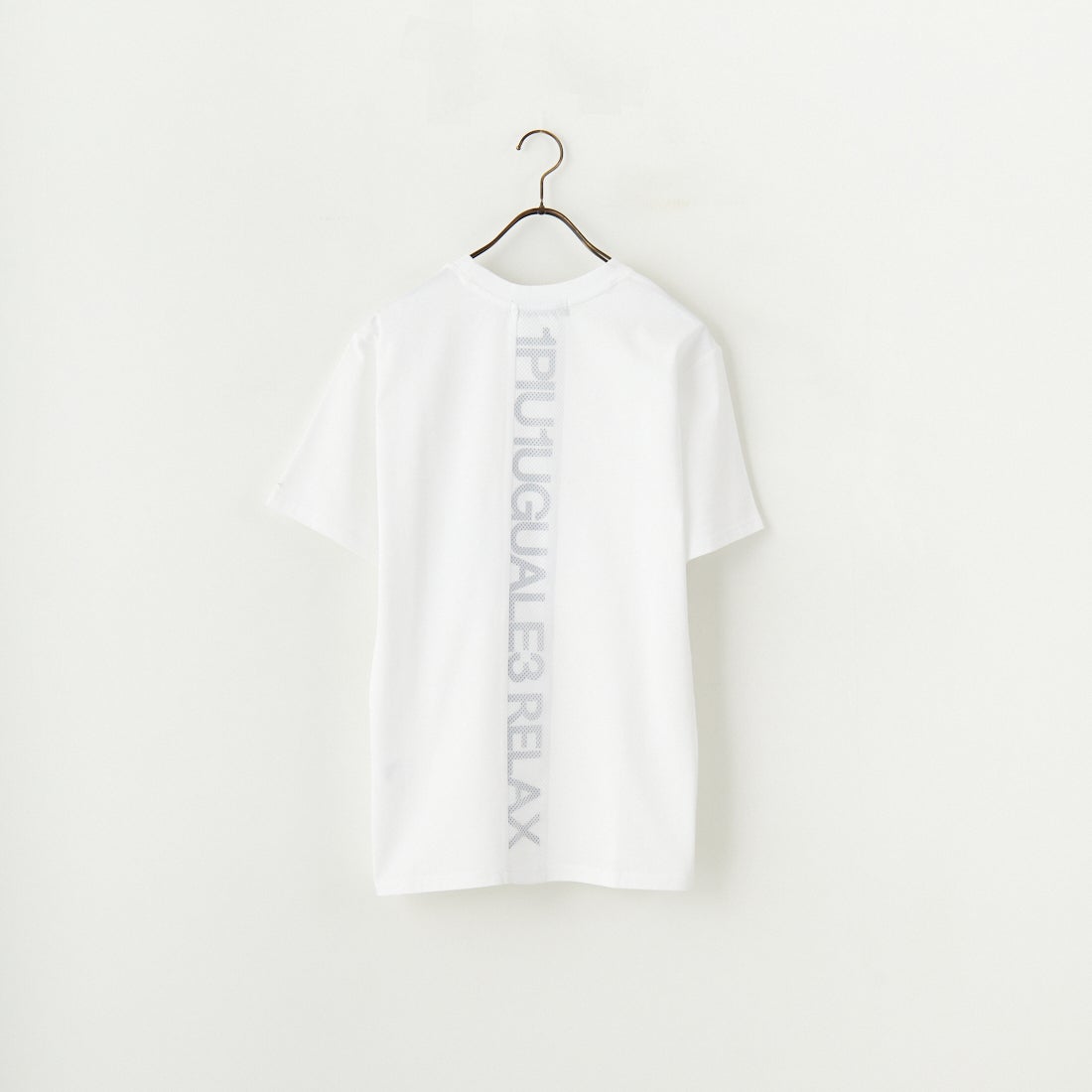 1PIU1UGUALE3 RELAX [ウノ ピゥ ウノ ウグァーレ トレ] 別注 メッシュデザイン バックプリントTシャツ [UST-25120IN-JF] WHITE