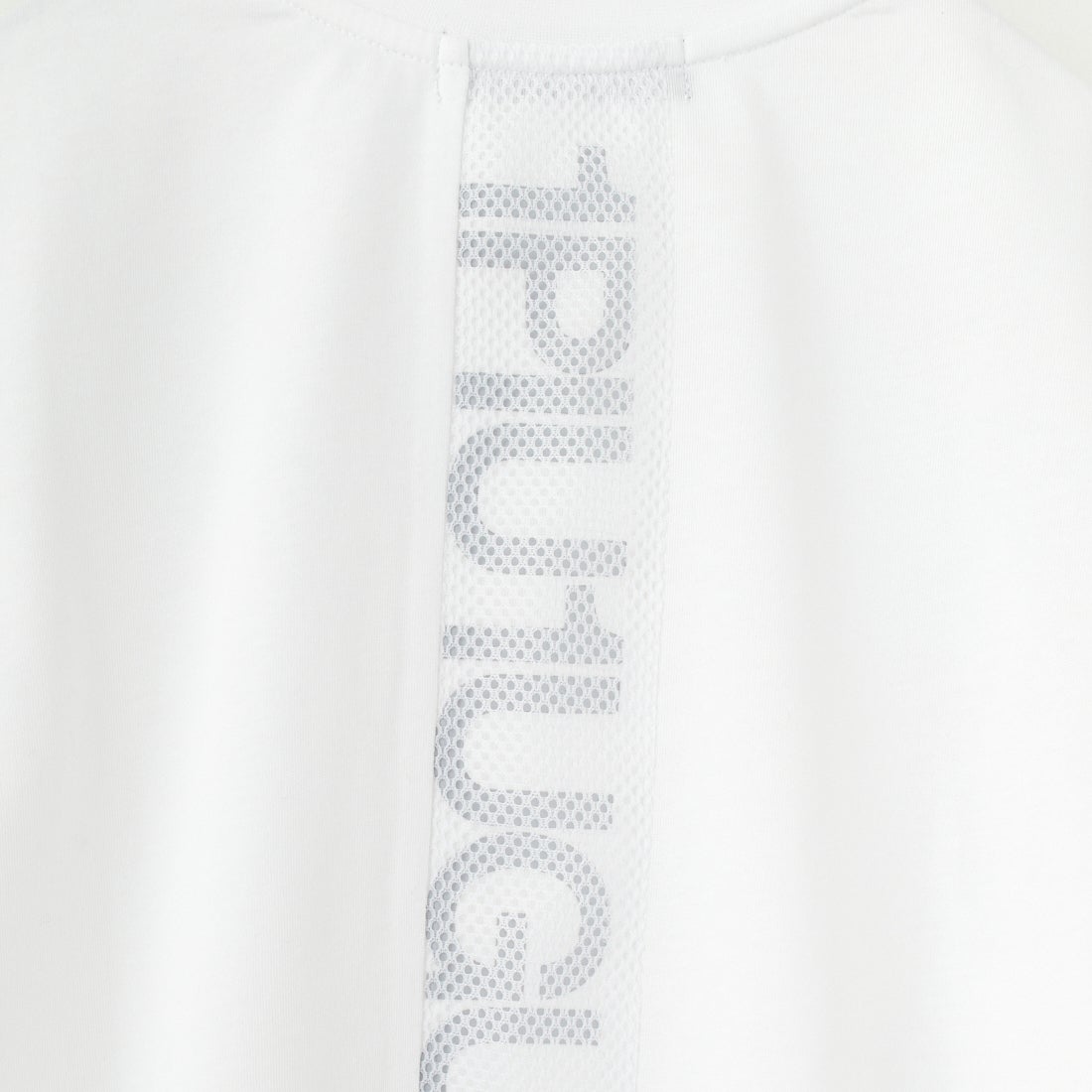 1PIU1UGUALE3 RELAX [ウノ ピゥ ウノ ウグァーレ トレ] 別注 メッシュデザイン バックプリントTシャツ [UST-25120IN-JF] WHITE