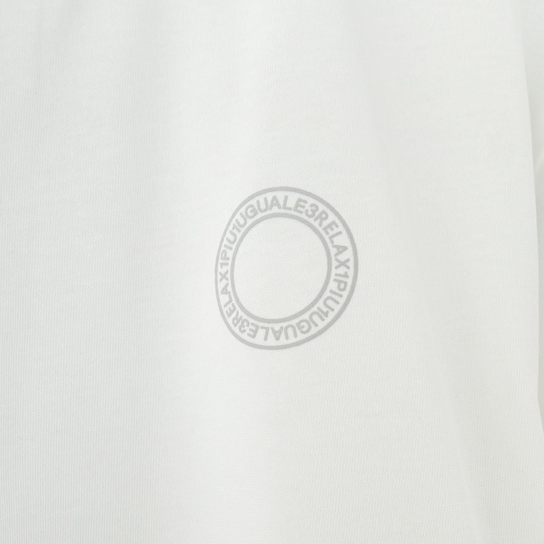 1PIU1UGUALE3 RELAX [ウノ ピゥ ウノ ウグァーレ トレ] 別注 メッシュデザイン バックプリントTシャツ [UST-25120IN-JF] WHITE