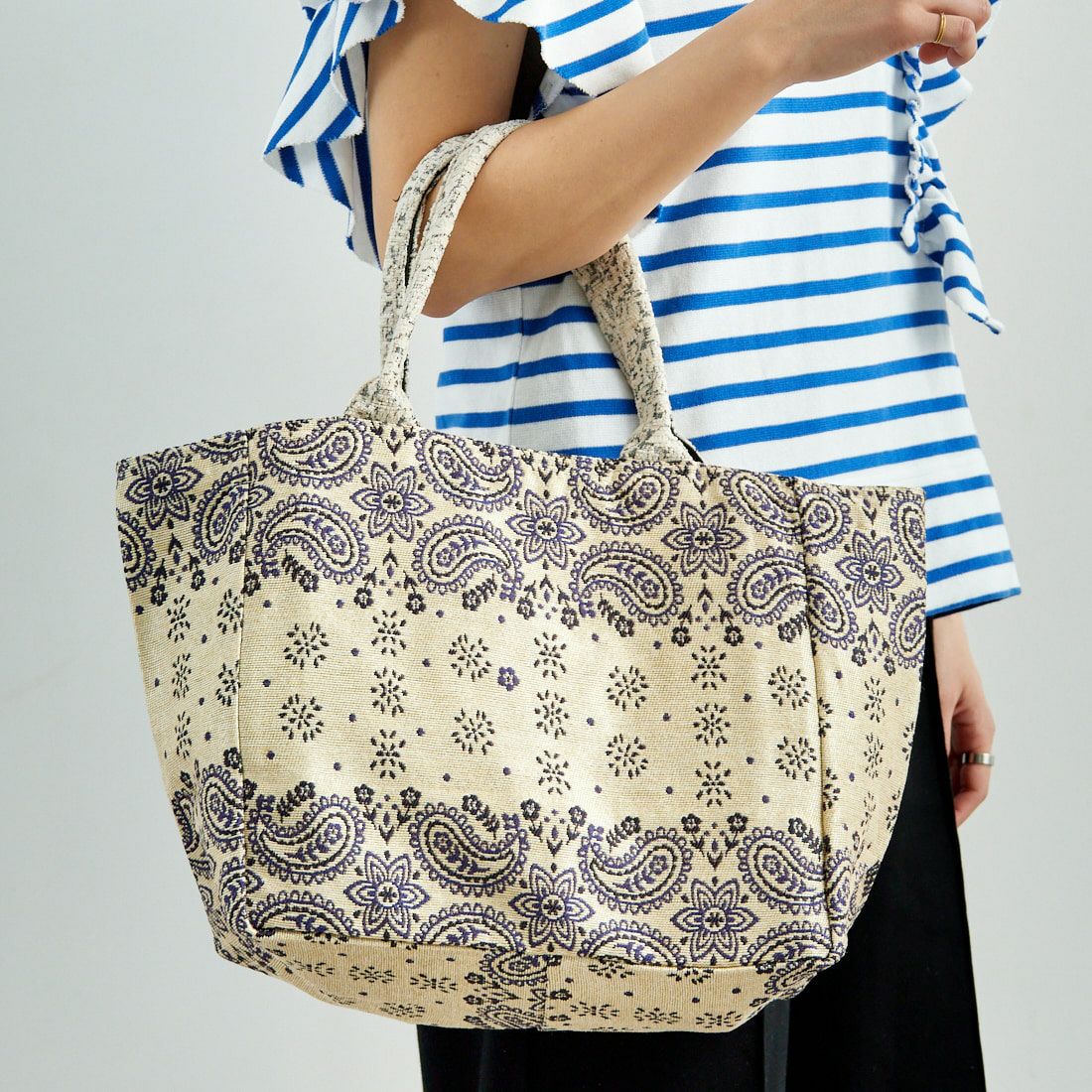 Bindu [ビンドゥー] ヴィンテージバンダナ ジャカードトートバッグ [BBB-2112] NAT/NAVY