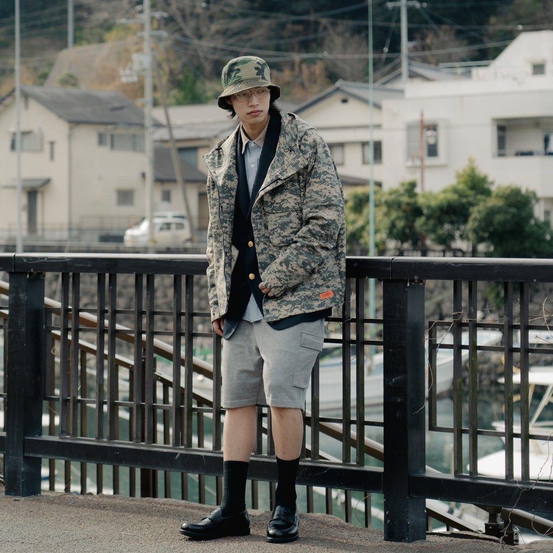 UNIVERSAL OVERALL [ユニバーサルオーバーオール] 別注 アクティブワークジャケット [U2431500IN-JF] DIGITAL CA &&モデル身長：179cm 着用サイズ：L&&